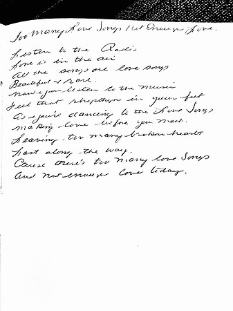 Too Many Love Songs Lyrics By Shirley Hall