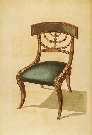 Chair with a black cushion.