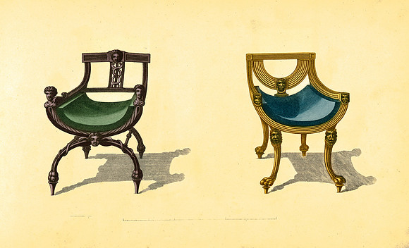Two Chairs w Bucket Seats by Sheraton, Thomas, 1751-1806