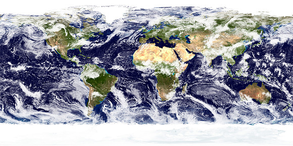 World View - Land & Ocean with Clouds
